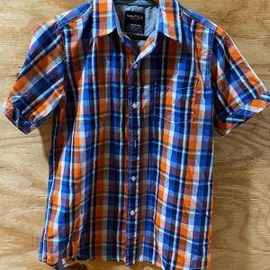Nautica boy short sleeves plaid shirt L 14/16